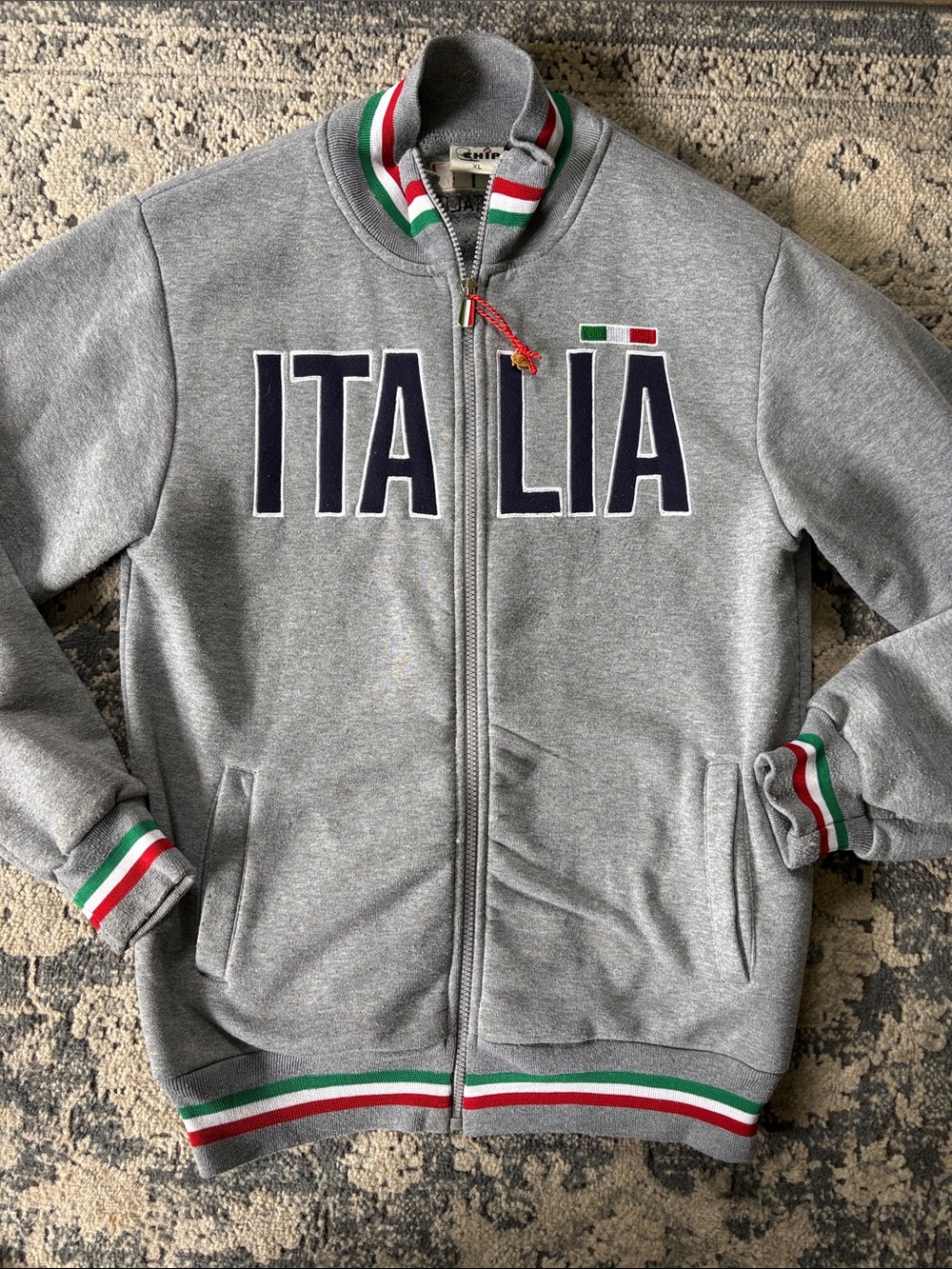 Italia Zip-Up Track Jacket with Italian Flag Trim